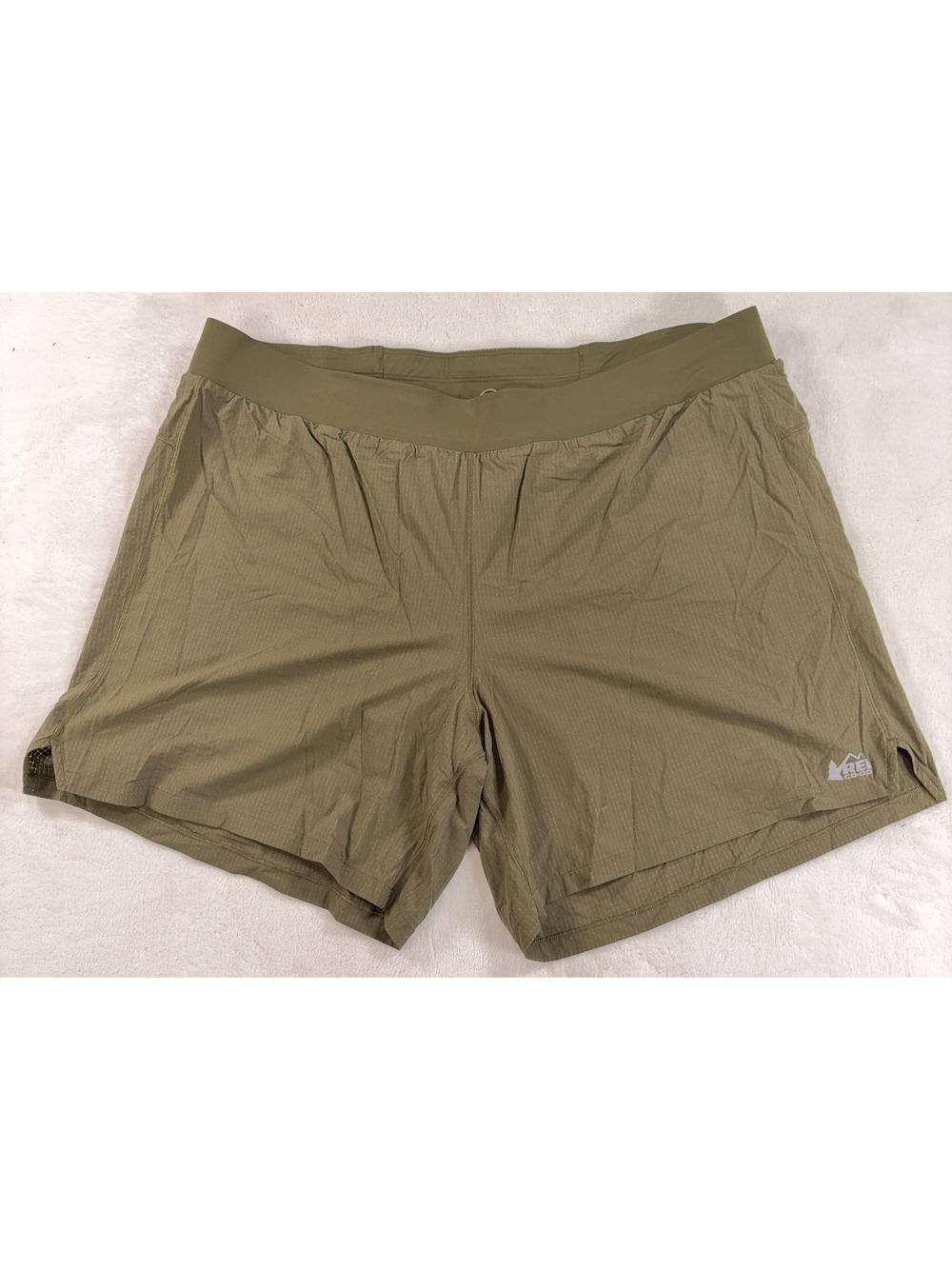 REI Co-op Mens Lined Running Shorts Olive Ripstop Nylon Spandex Size XL